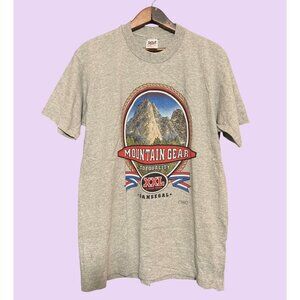 Vintage Anvil Mountain Gear T-Shirt L Gray Pre-Shrunk Cotton Blend